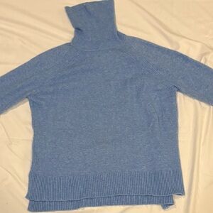 J crew baby blue turtleneck, with slit sides, wool alpaca